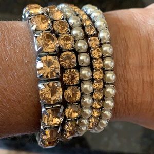 5 Piece Rhinestone & Pearl Stretch Bracelets
